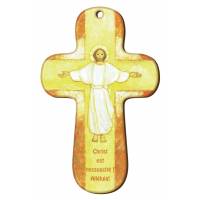 Croix Murale Bois 9.4 X 15 Cm Christ Est Ressuscité