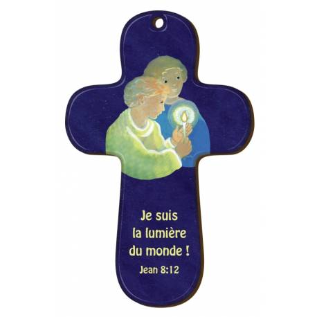 Croix Murale Bois 9.4 X 15 Cm Je Suis La Lumiere Due Monde
