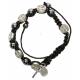 Armband/koord - H Benedictus - hematiet - metalen medailles 