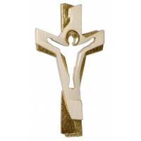 Croix De La Passion En Bois Sculpte 23Cm Or