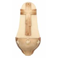 Bois Sculpte Benitier/Croix 15Cm 2 Tons Bois