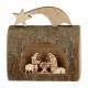 Nativité dans rondin en bois sculpté H 6 cm x L 12 cm