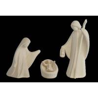 Sainte Familie En Bois Sculpte 13 Cm bois naturel 4 Pieces