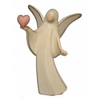 Houtsnijwerk Engel Met Rood Hart 8 Cm Alabaster 