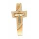 Croix En Bois Sculpte 15Cm Or Et Cuivre