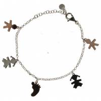 Armband zilver met rhodium - 5 hangertjes 