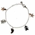 Armband zilver met rhodium - 5 hangertjes 