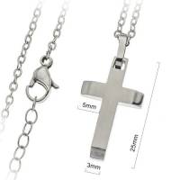 Croix 25 mm et chaîne acier inoxydable