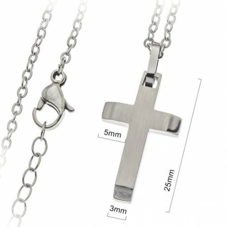 Kruisje 25 mm en ketting roestvrij staal 