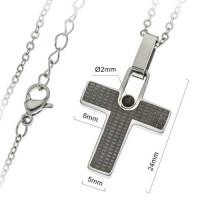 Croix 24 mm avec zircon et chaîne acier inoxydable