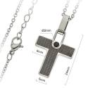 Kruisje 24 mm met zirkoon en ketting roestvrij staal 