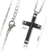 Kruisje 24 mm met zirkoon en ketting roestvrij staal 