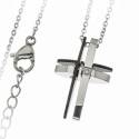 Croix 25 mm avec zircon et chaîne acier inoxydable