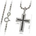 Kruisje 22 mm zilver met zirkonen en ketting 