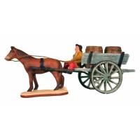Santon Gateau 7 Cm Man Met Paard En Kar Met Tonnen 