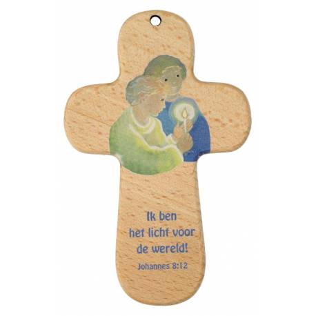 Croix Murale / Bois - 9.4 X 15 cm - Ik ben het licht ... - NL