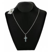 Ketting 45Cm + Hanger Kruis Aquamarijn 