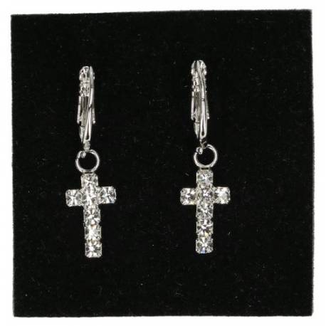 Boucles D'oreilles Swarovsky Cristal Croix 1.5Cm