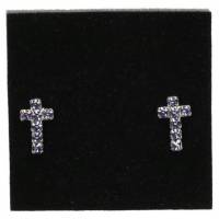 Boucles D'oreilles Swarovsky Croix Saphire 1.5Cm