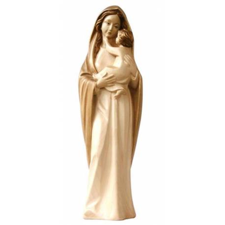 Statue Vierge Marie avec enfant en bois - 20 cm - 2 tons bois