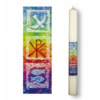Cierge De Bapteme 400 X 40 Colombe/Pax/Poissons