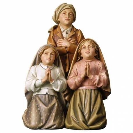 Houtsnijwerk beeld Kinderen van Fatima 16 cm gekleurd 