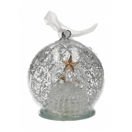 Kerstbol 8 Cm Glas - Kersttafereel-Licht 