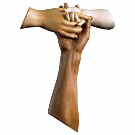 Croix Murale 10 X 8 Cm Amitié 3 Ton Bois