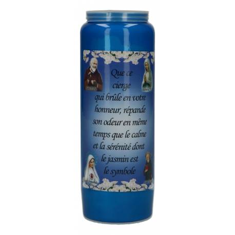 Noveenkaars / blauw / jasmijngeur / franse tekst "calme" 