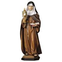 Statue en bois sculpté Sainte Claire avec ciboire 12 cm couleur