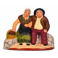 Santon Gateau 7 Cm Couple De Vieux Assis
