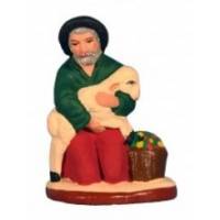 Santon Gateau 7 Cm Berger A Genoux Avec Agneau