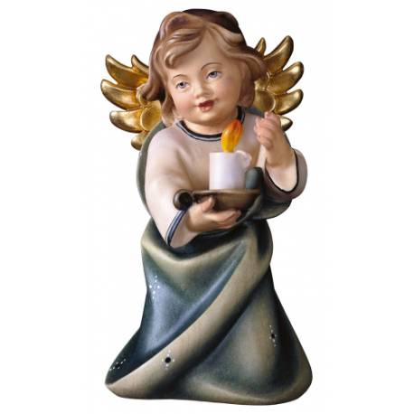 Houtsnijwerk Engel Met Kaars 6 Cm/Gekleurd 