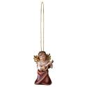 Houtsnijwerk Engel / Citaar-Om Te Hangen-6 Cm/Gekleurd 
