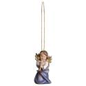 Houtsnijwerk Engel Met Trombone-Om Te Hangen-6 Cm/Gekleurd 