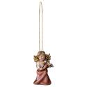 Houtsnijwerk Engel Met Viool-Om Te Hangen-6 Cm/Gekleurd 