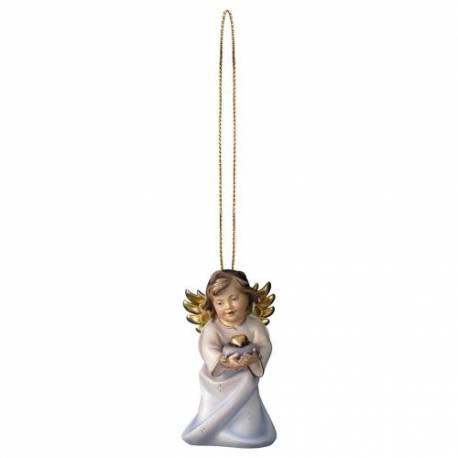 Houtsnijwerk Engel Met Hart-Om Te Hangen-6 Cm/Gekleurd 