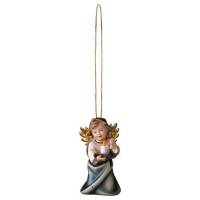 Houtsnijwerk Engel Met Kaars-Om Te Hangen-6 Cm/Gekleurd 