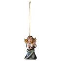 Houtsnijwerk Engel Met Kaars-Om Te Hangen-6 Cm/Gekleurd 