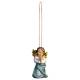 Houtsnijwerk Engel Biddend-Om Te Hangen-6 Cm/Blauw 
