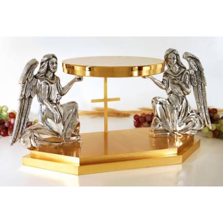Socle Anges Métal Base Hex. 40x20 Cm H 22 Cm Diam P. 22 Cm