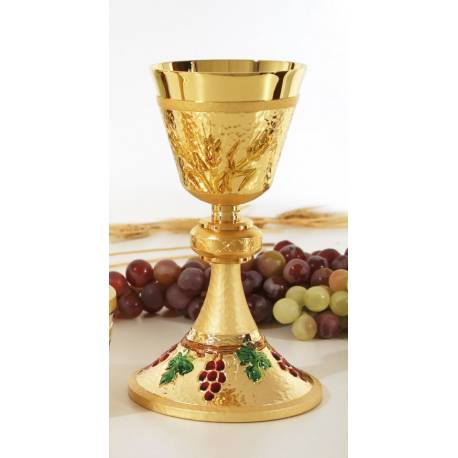 Kelk H 19 Cm Diam 9.5 Cm Verguld + Email 