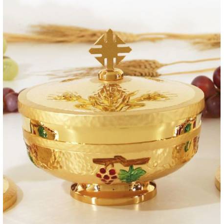 Ciborie H 13 Cm Diam 16 Cm Verguld + Email 