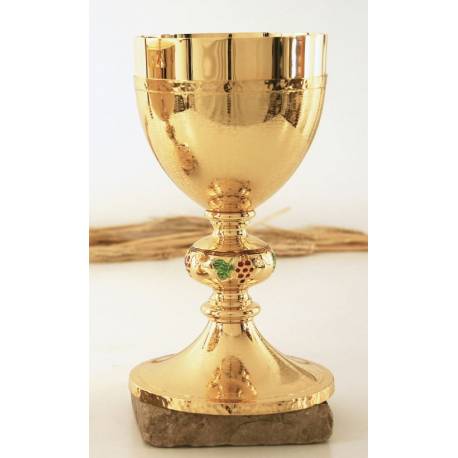 Kelk H 21 Cm Diam 10 Cm Verguld + Email 