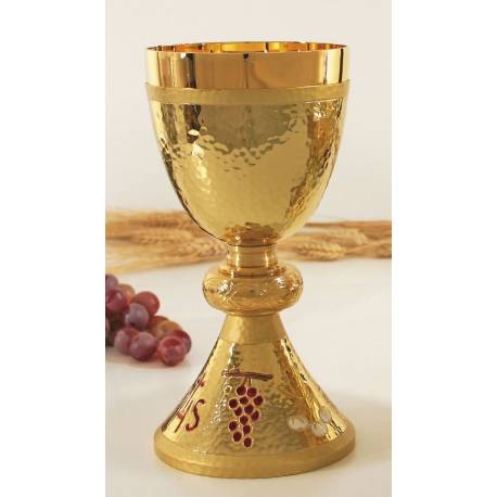 Calice H 20 Cm Diam Ouv. 10 Cm Doré + Émail