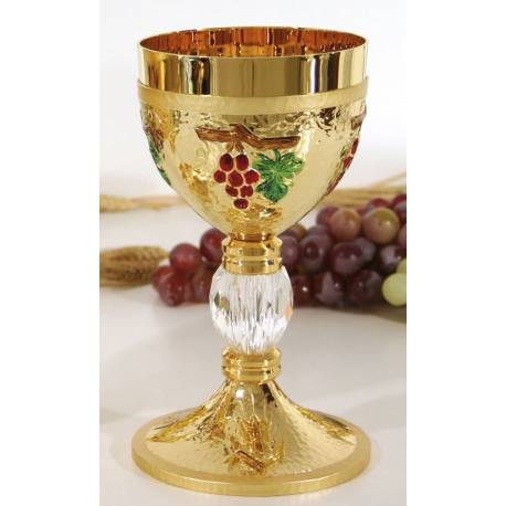 Kelk H 19 Cm Diam 10 Cm Verguld + Email 