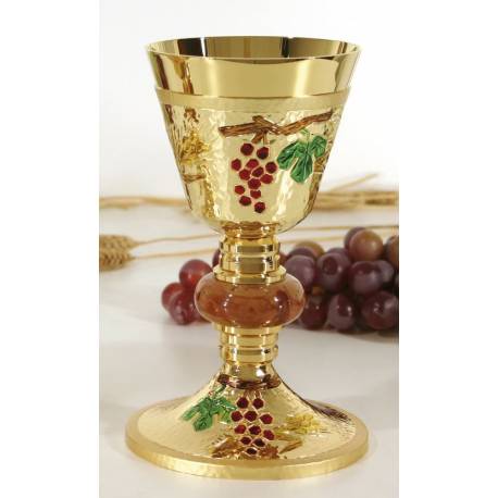 Kelk H 19 Cm Diam 9.5 Cm Verguld + Email 