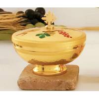 Ciboire H 13.5 Cm Diam Ouv. 16 Cm Doré + Émail