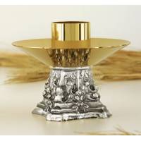 Bougeoir Base 8x8 Cm H 9 Cm Diam Bougie 4 Cm Bi-Couleur