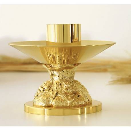 Bougeoir Base Diam 7 Cm H 9 Cm Diam Bougie 4 Cm Doré